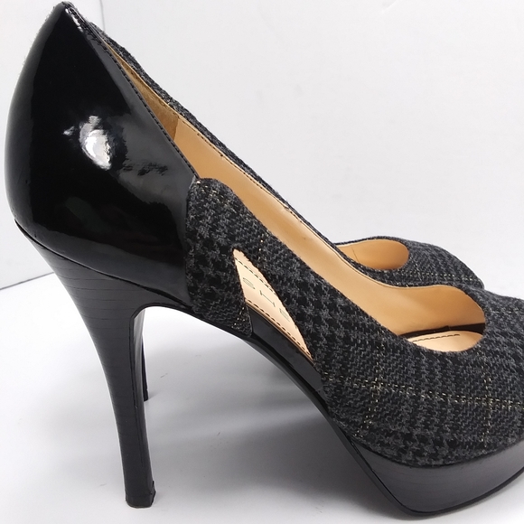 MARC FISHER Rumble 2 Wool & Patent Platform Peeptoe Pumps EUC - Picture 16 of 16